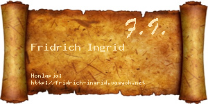 Fridrich Ingrid névjegykártya
